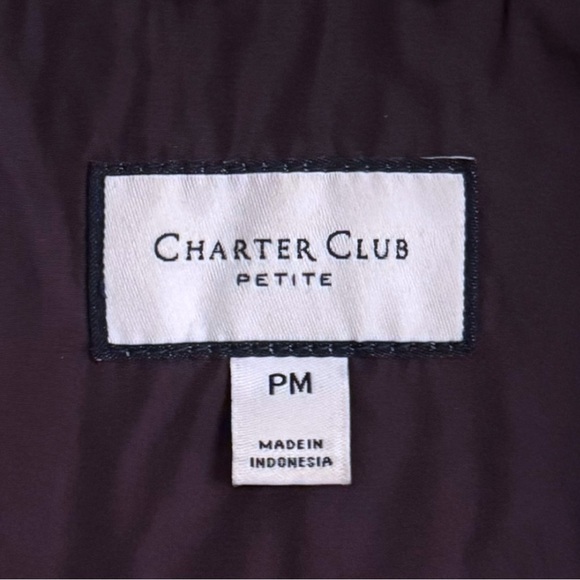 Charter Club Women’s Petite Plum Polka Dot Puffer Vest | Size Petite Medium - Picture 3 of 3